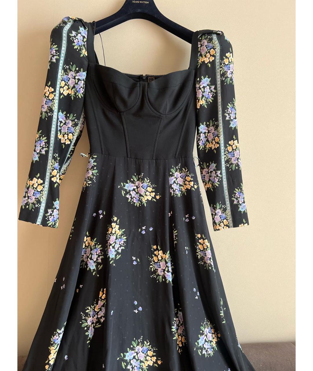 ULYANA SERGEENKO Темно-синее вискозное вечернее платье, фото 2