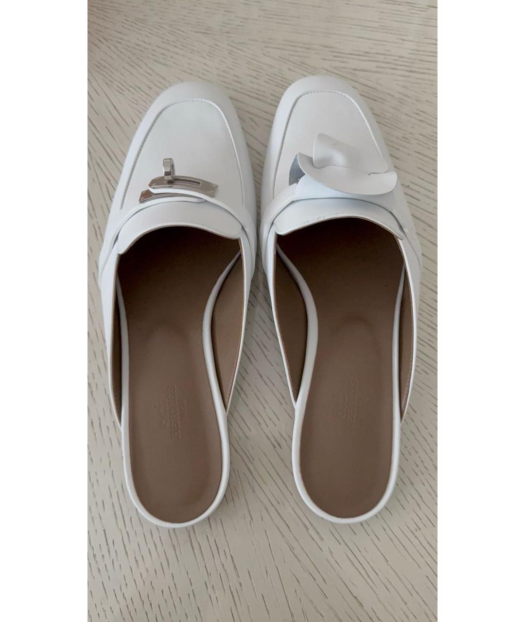 HERMES Белые кожаные мюли, фото 3