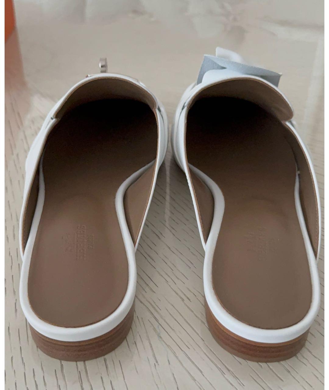 HERMES Белые кожаные мюли, фото 4