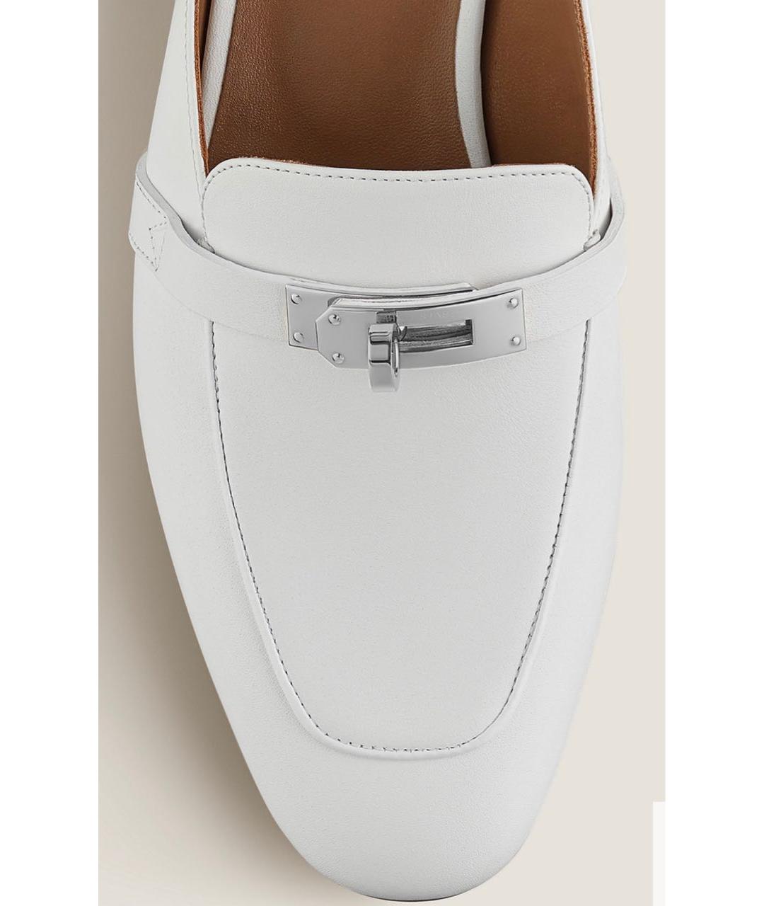 HERMES Белые кожаные мюли, фото 7