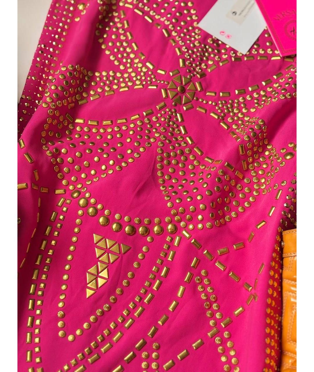 VERSACE Розовое шелковое коктейльное платье, фото 5