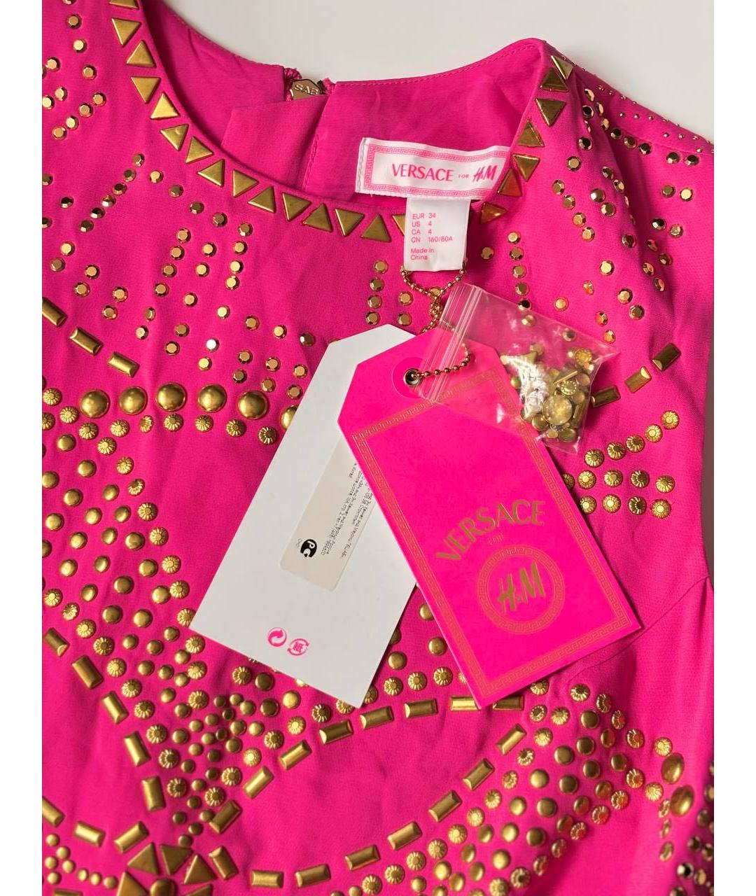 VERSACE Розовое шелковое коктейльное платье, фото 4