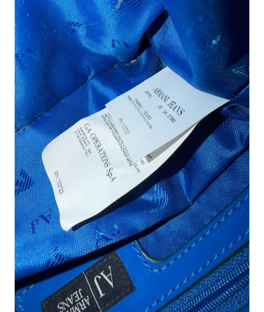 ARMANI JEANS Синяя синтетическая сумка тоут, фото 7