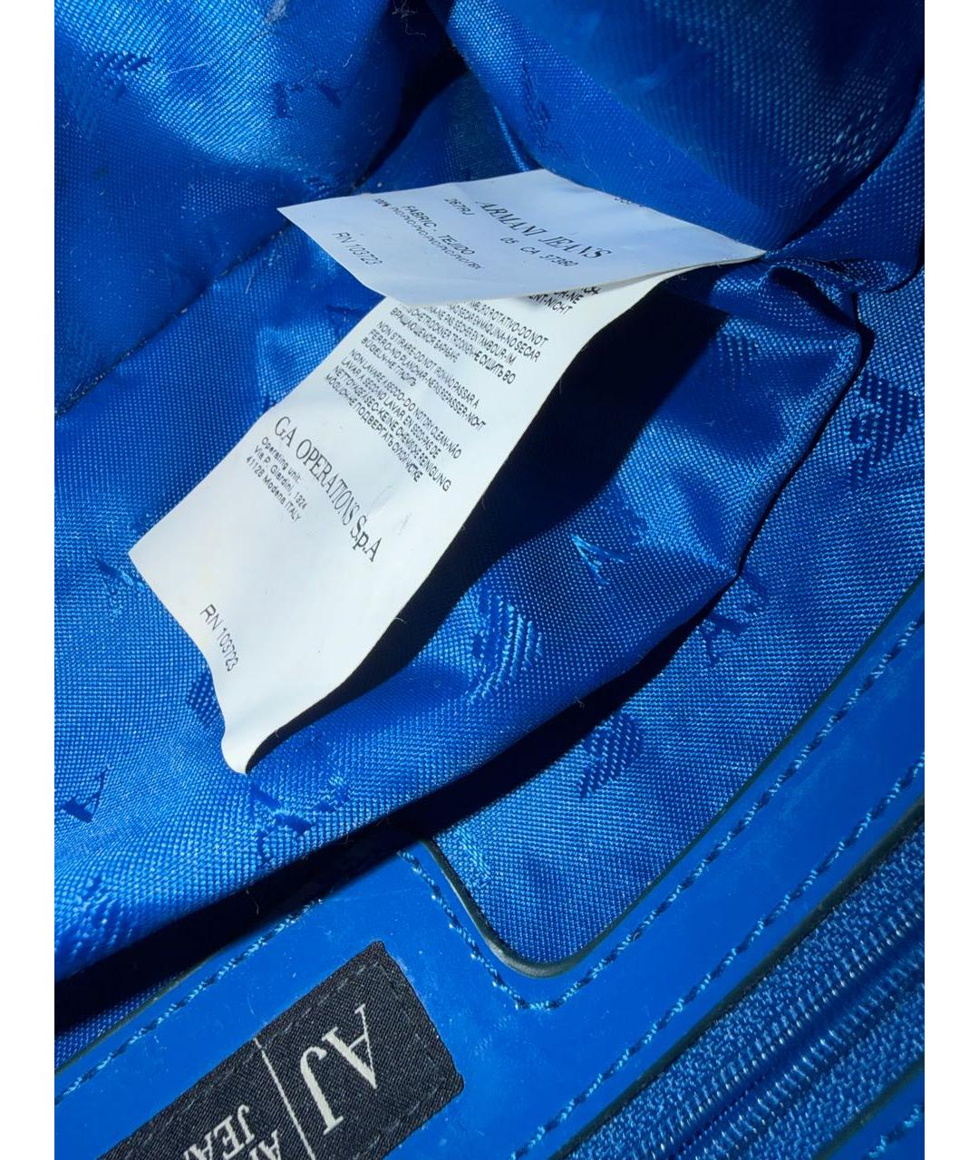 ARMANI JEANS Синяя синтетическая сумка тоут, фото 8