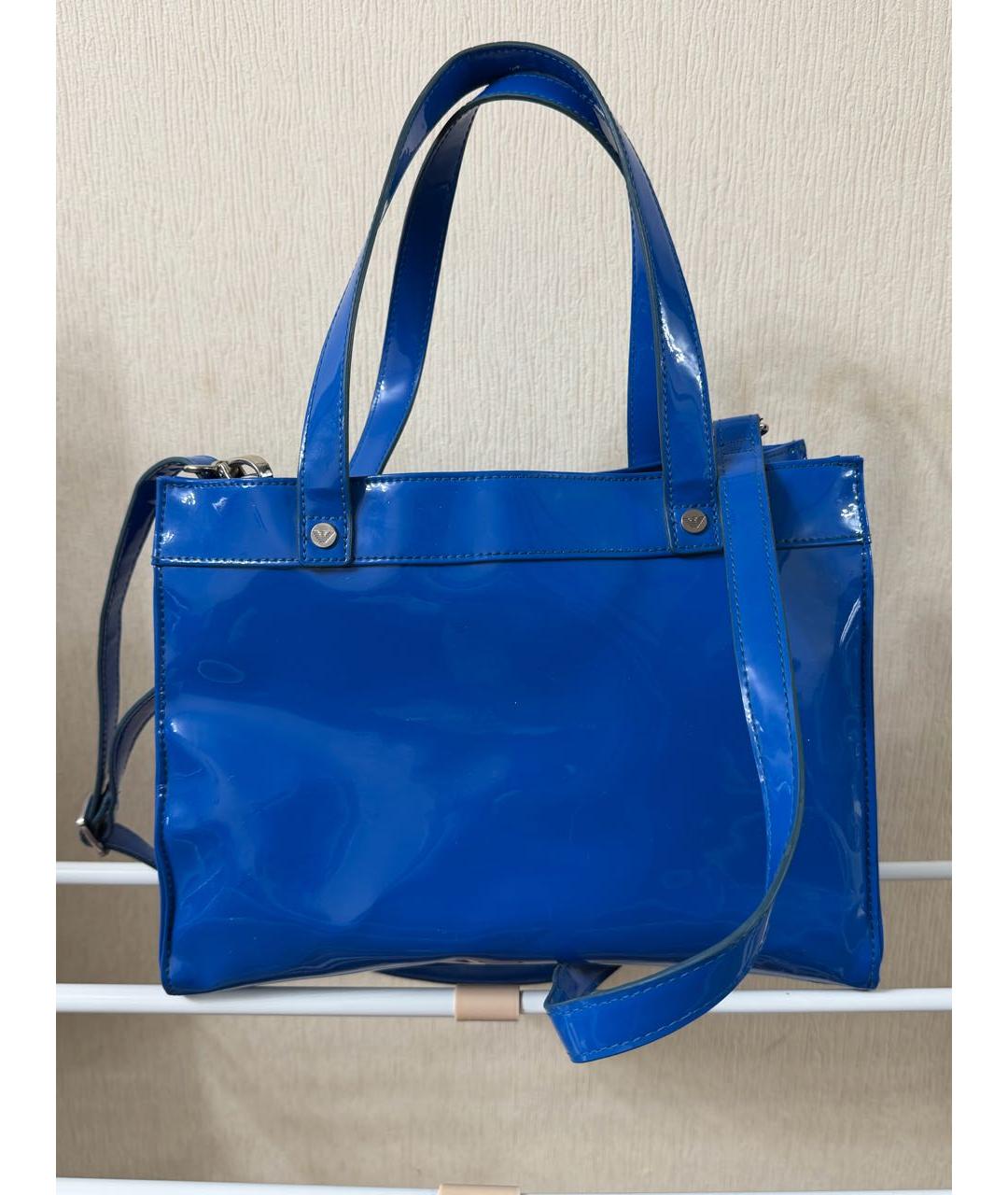 ARMANI JEANS Синяя синтетическая сумка тоут, фото 3