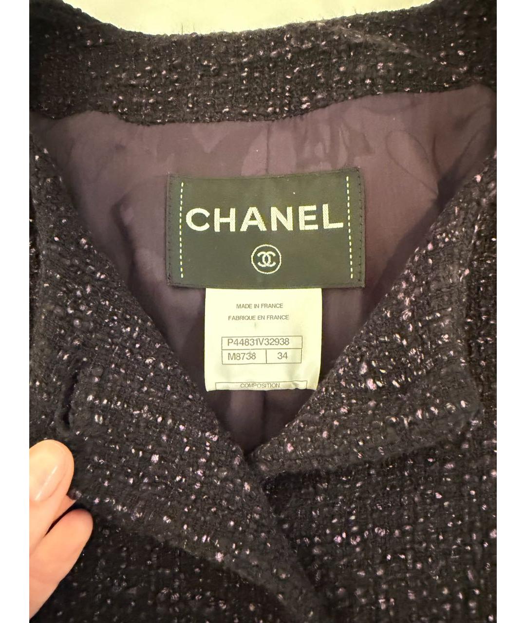 CHANEL Фиолетовый твидовый жакет/пиджак, фото 5
