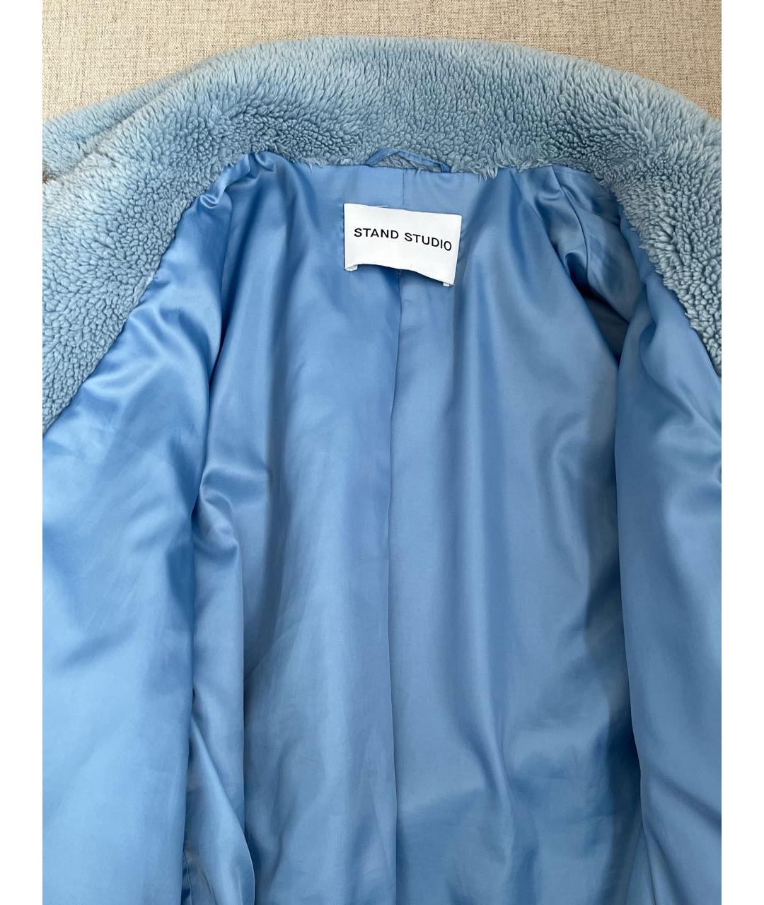 STAND STUDIO Голубая полиэстеровая шуба, фото 4