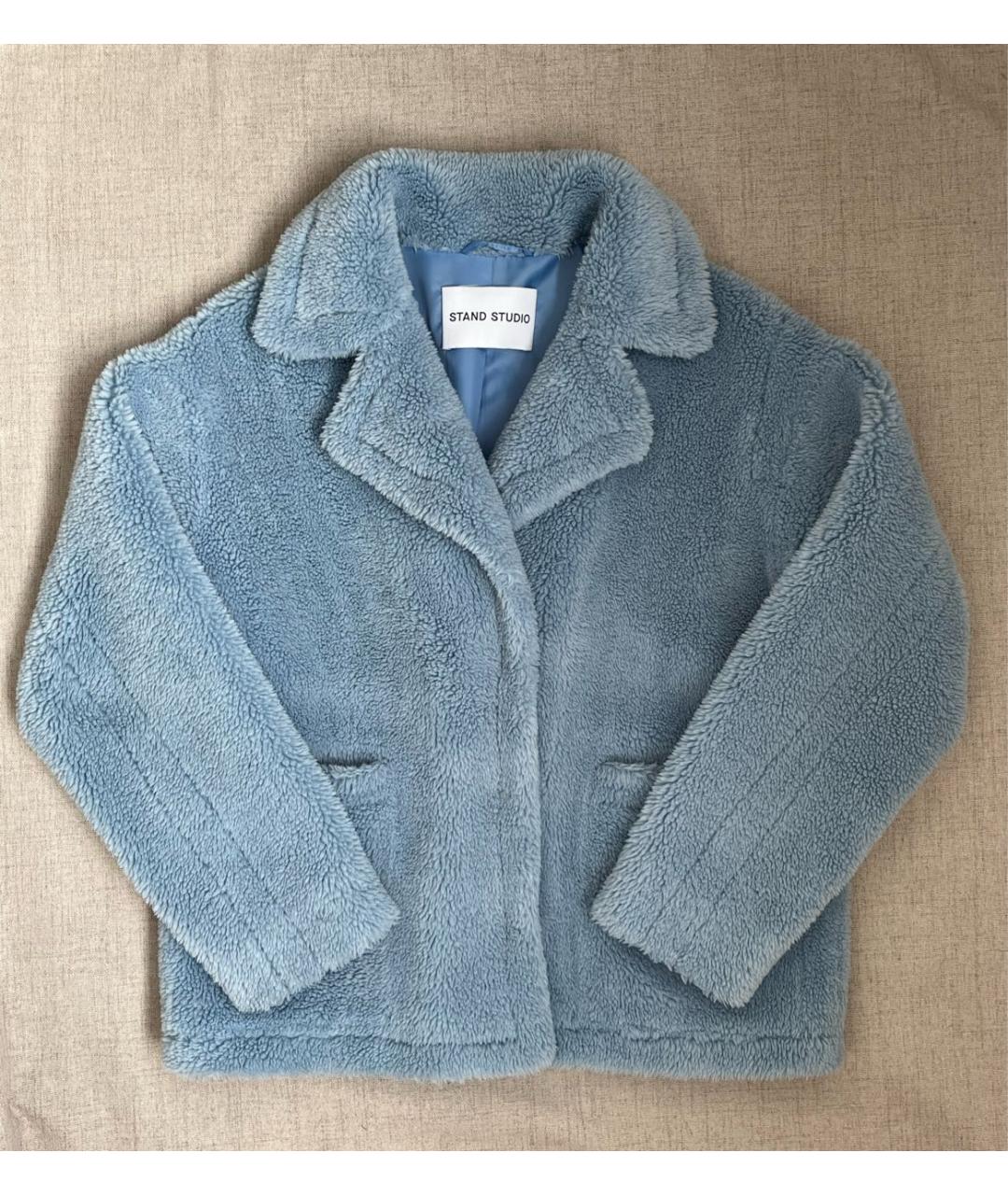 STAND STUDIO Голубая полиэстеровая шуба, фото 2