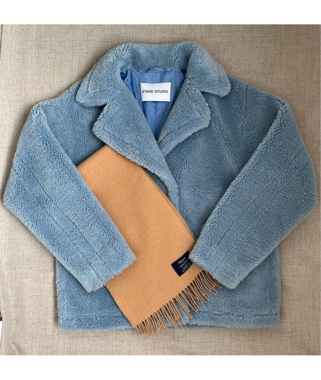 STAND STUDIO Голубая полиэстеровая шуба, фото 6