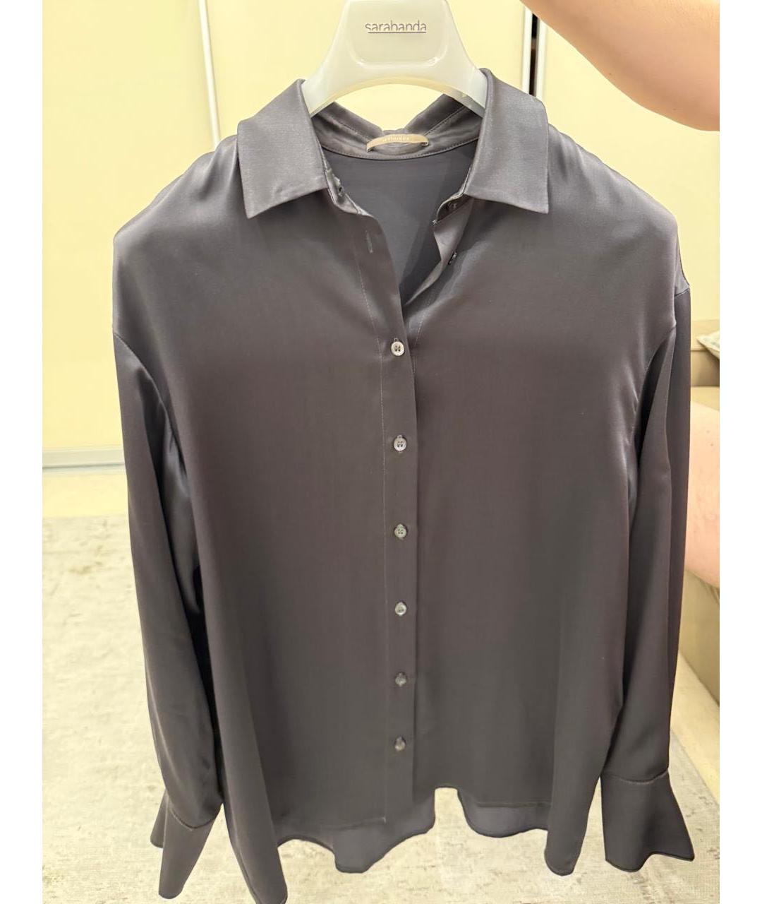 12 STOREEZ Антрацитовая шелковая блузы, фото 5