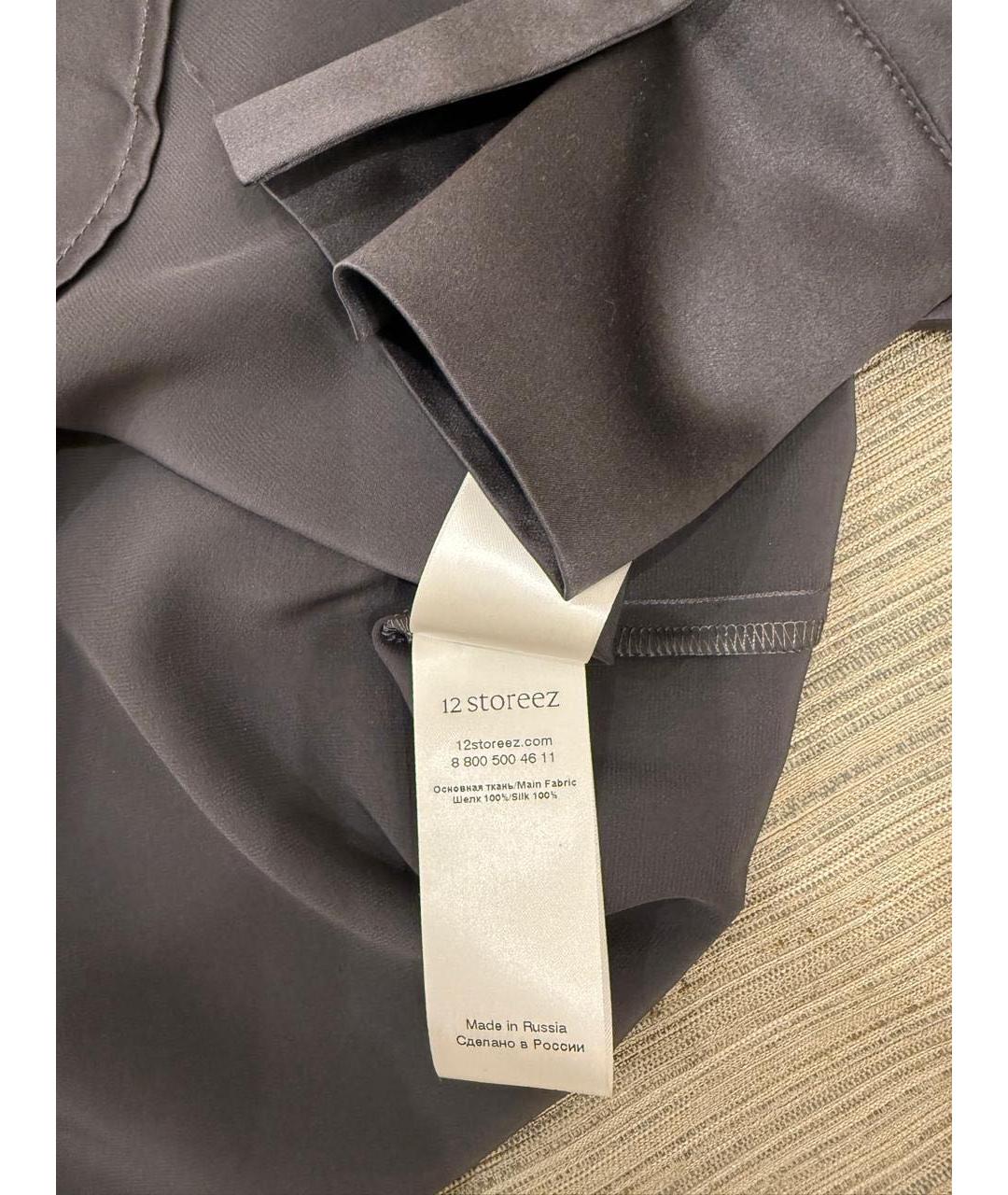 12 STOREEZ Антрацитовая шелковая блузы, фото 3