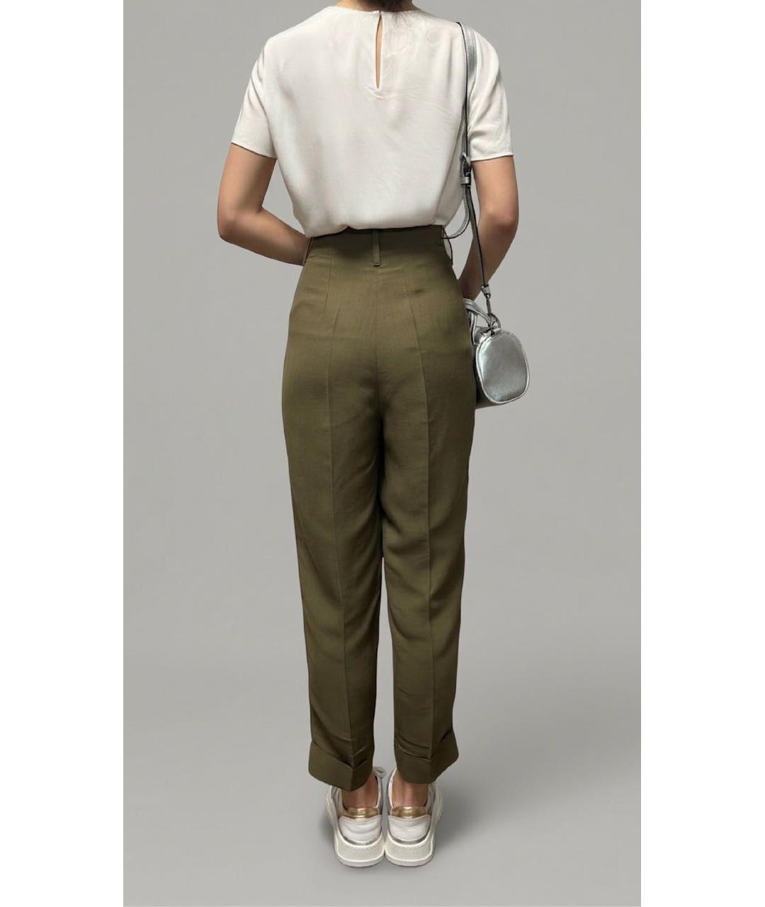 TWIN-SET Хаки вискозные брюки узкие, фото 2