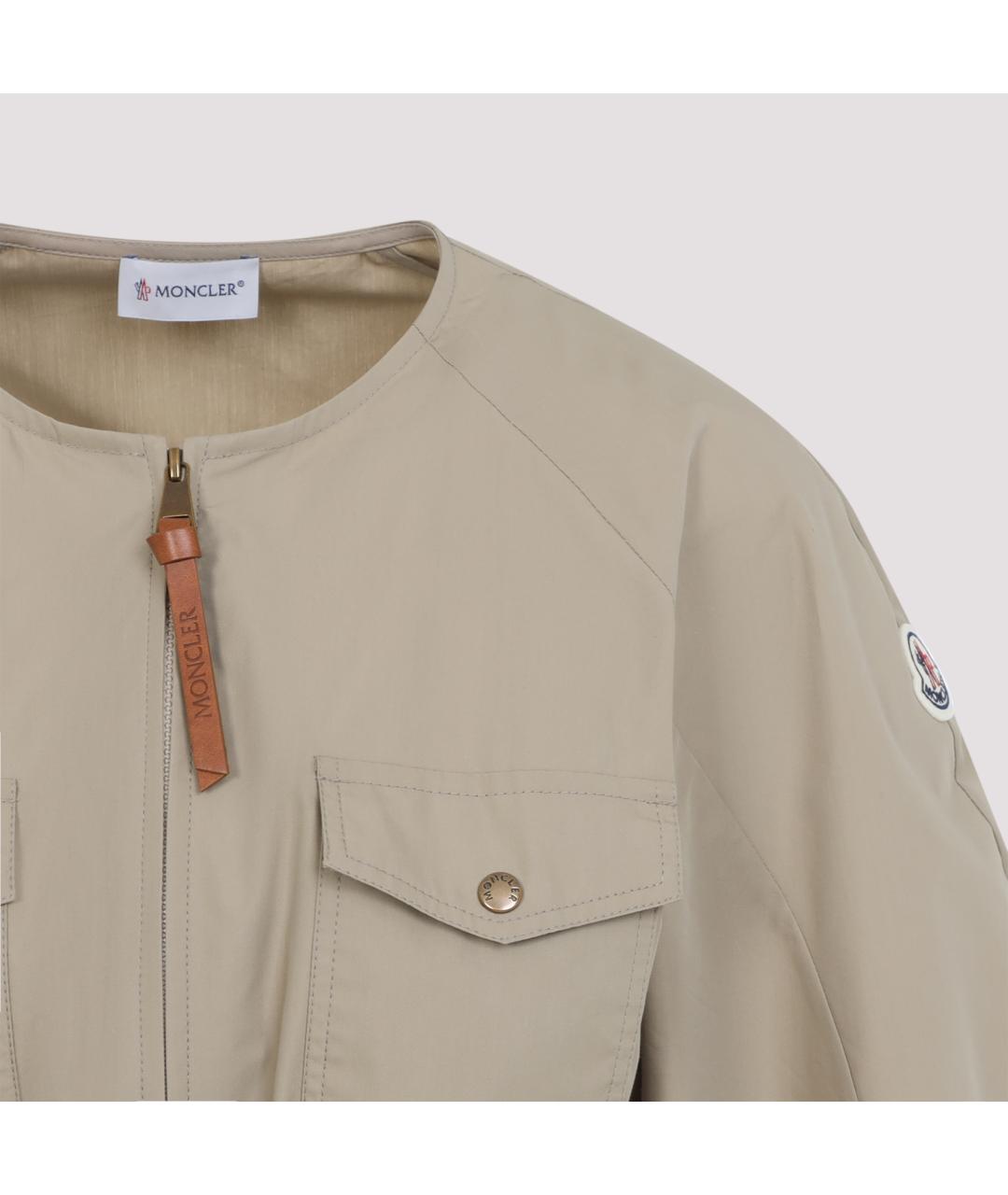 MONCLER Бежевое полиэстеровое повседневное платье, фото 4