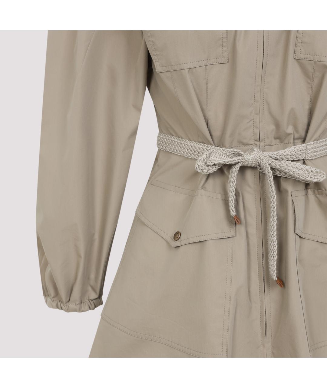 MONCLER Бежевое полиэстеровое повседневное платье, фото 3