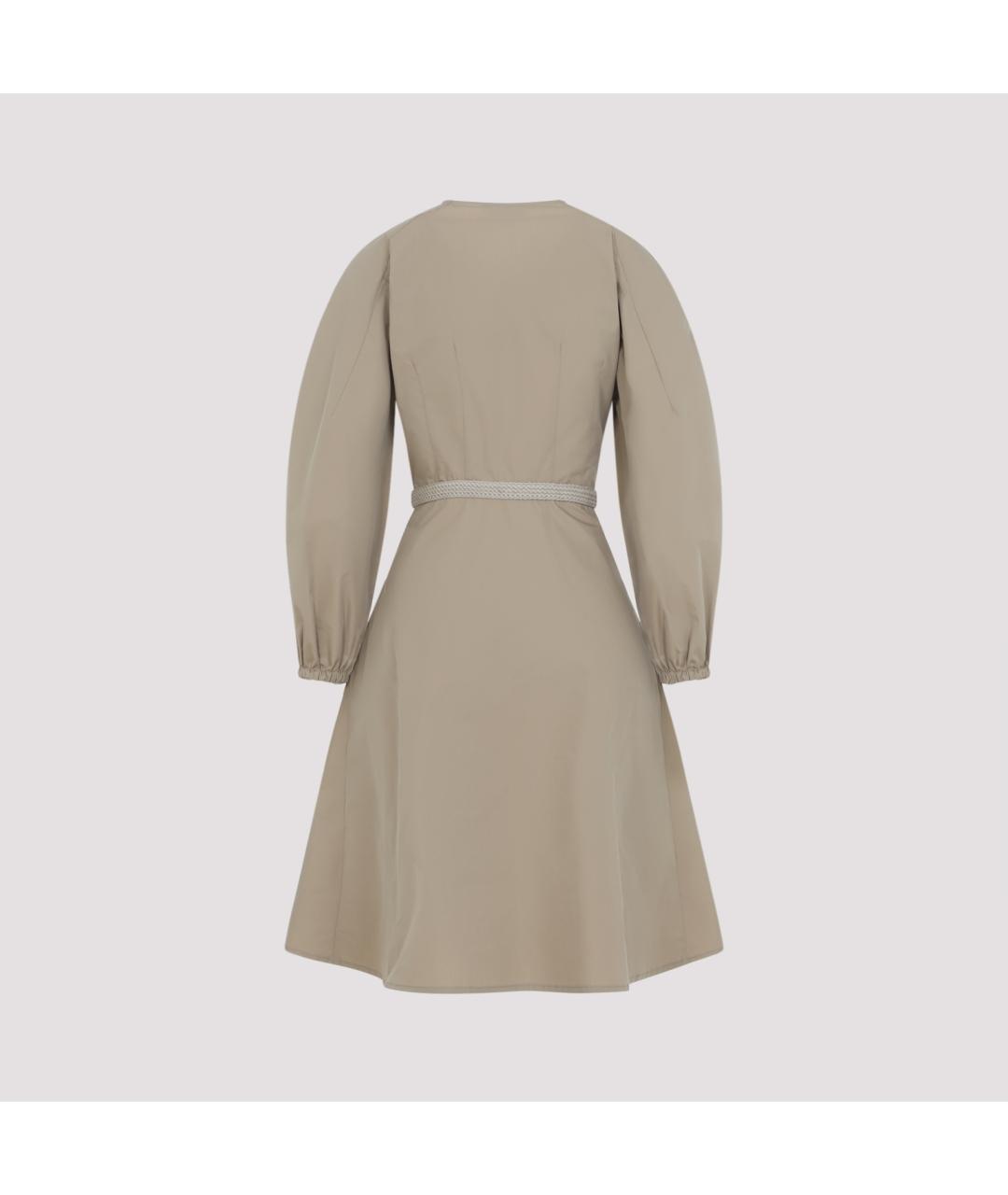 MONCLER Бежевое полиэстеровое повседневное платье, фото 2