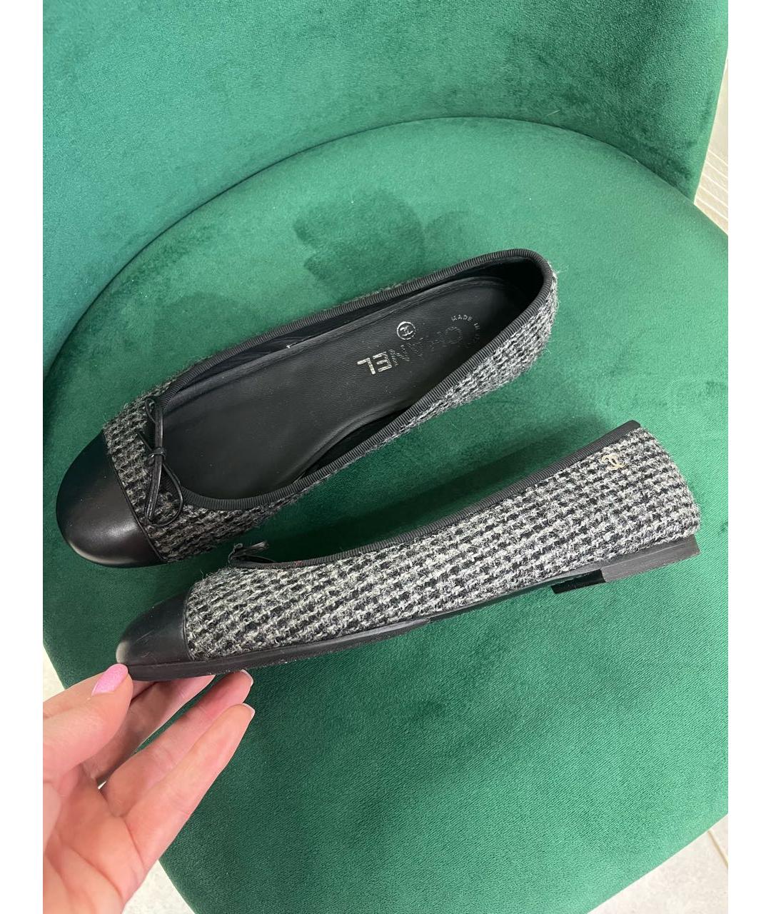 CHANEL Серые балетки, фото 2