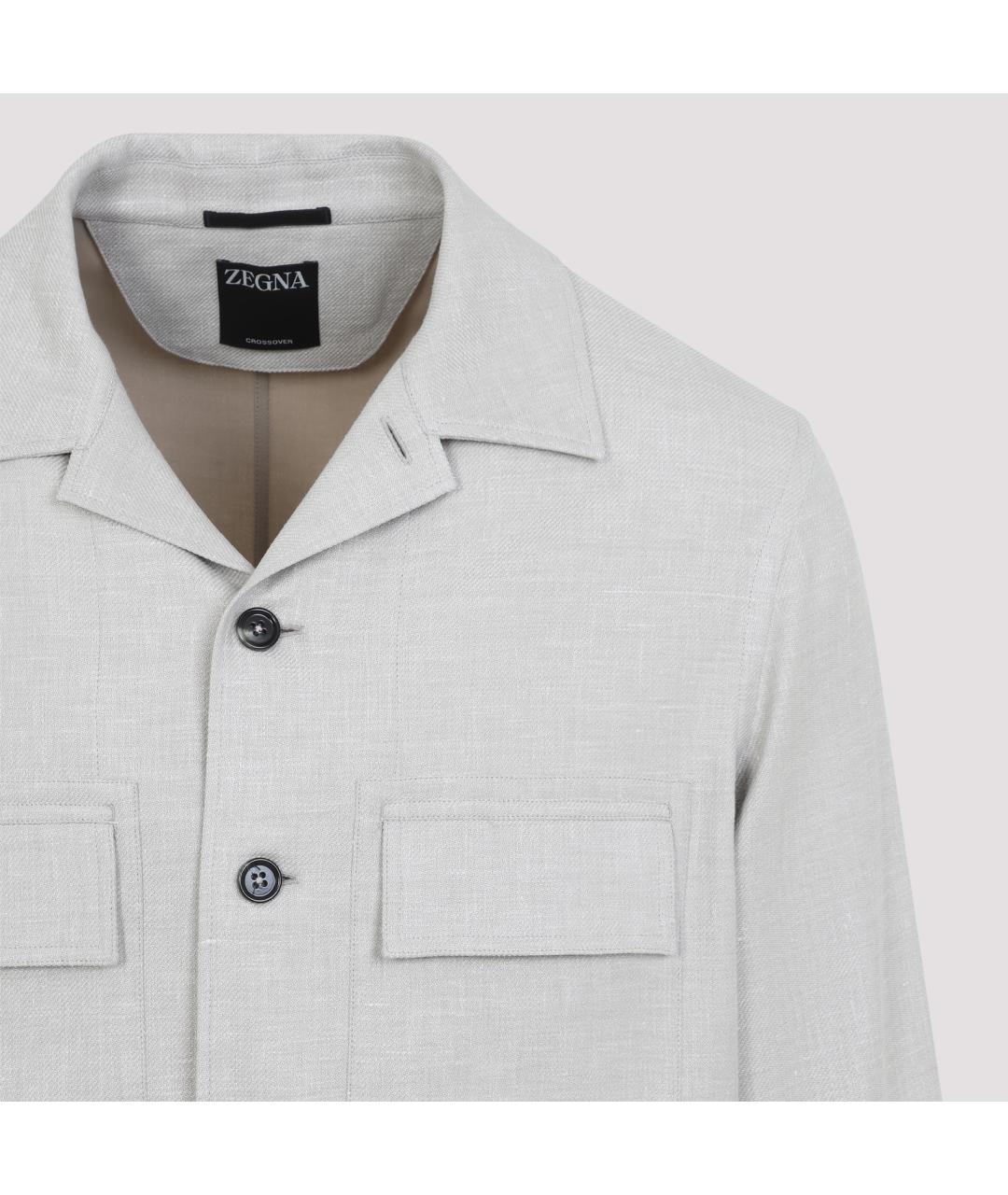 ZEGNA Бежевая льняная кэжуал рубашка, фото 6
