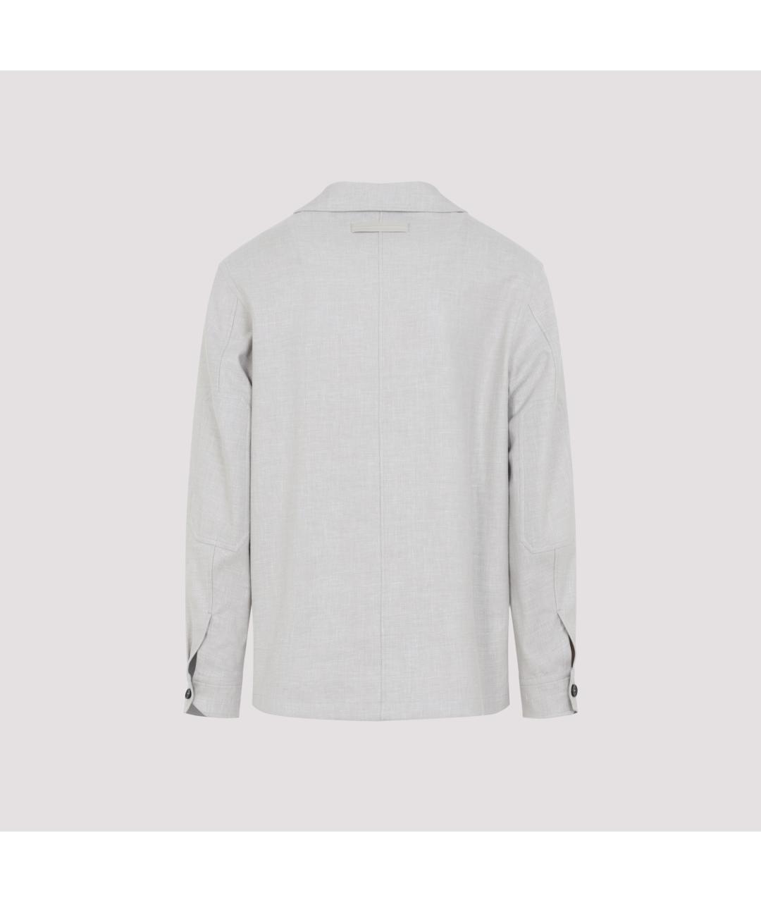 ZEGNA Бежевая льняная кэжуал рубашка, фото 4