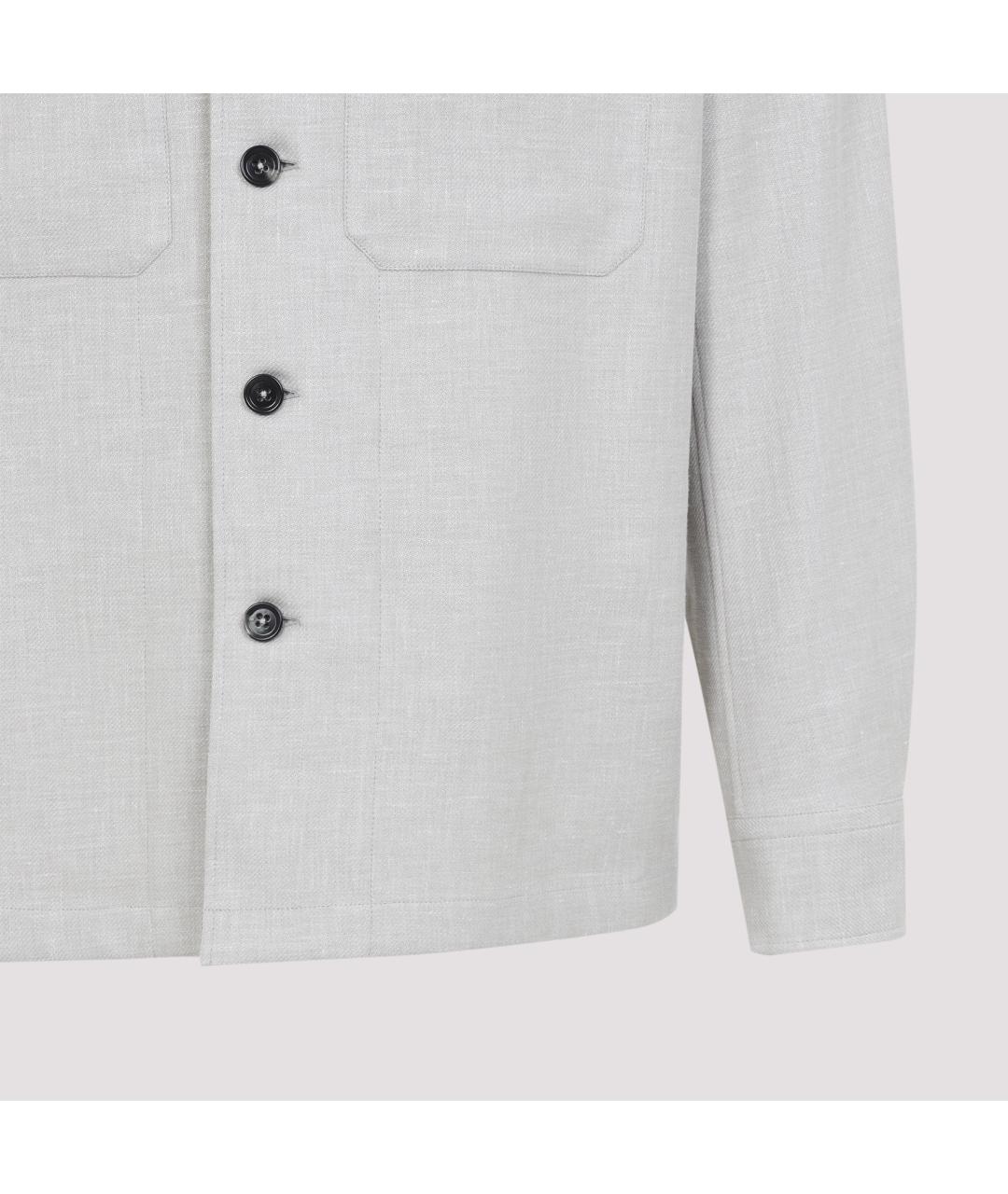 ZEGNA Бежевая льняная кэжуал рубашка, фото 5