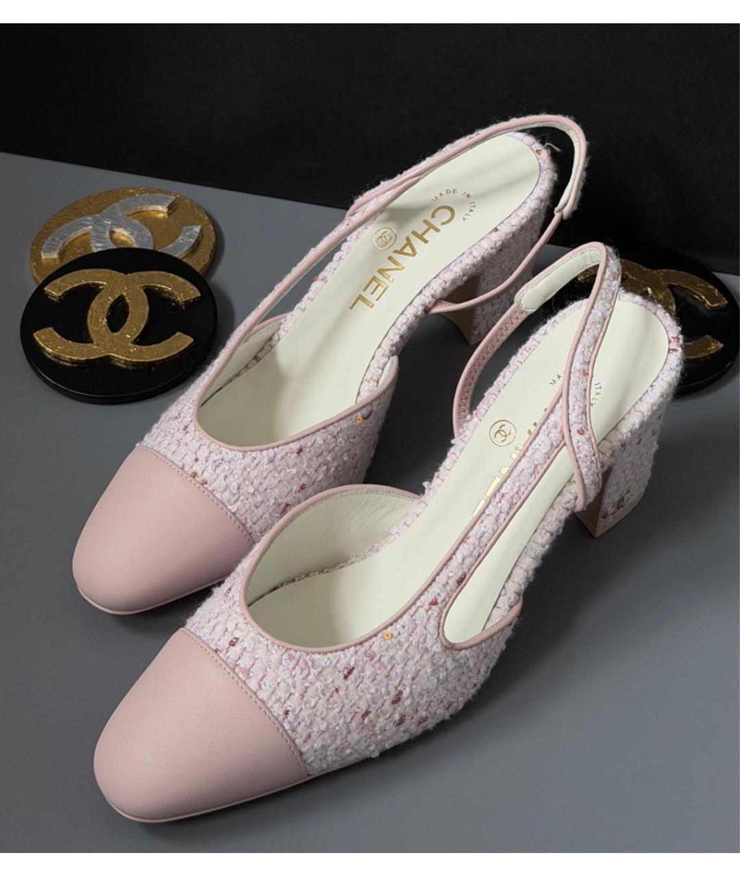 CHANEL Розовые текстильные туфли, фото 3