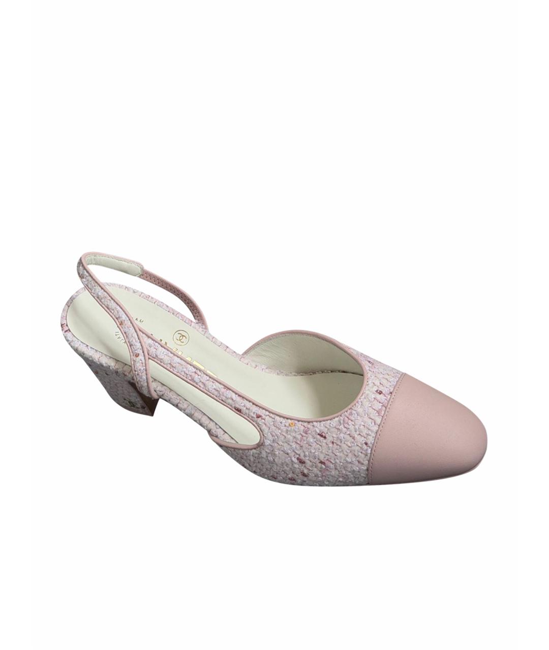 CHANEL Розовые текстильные туфли, фото 1