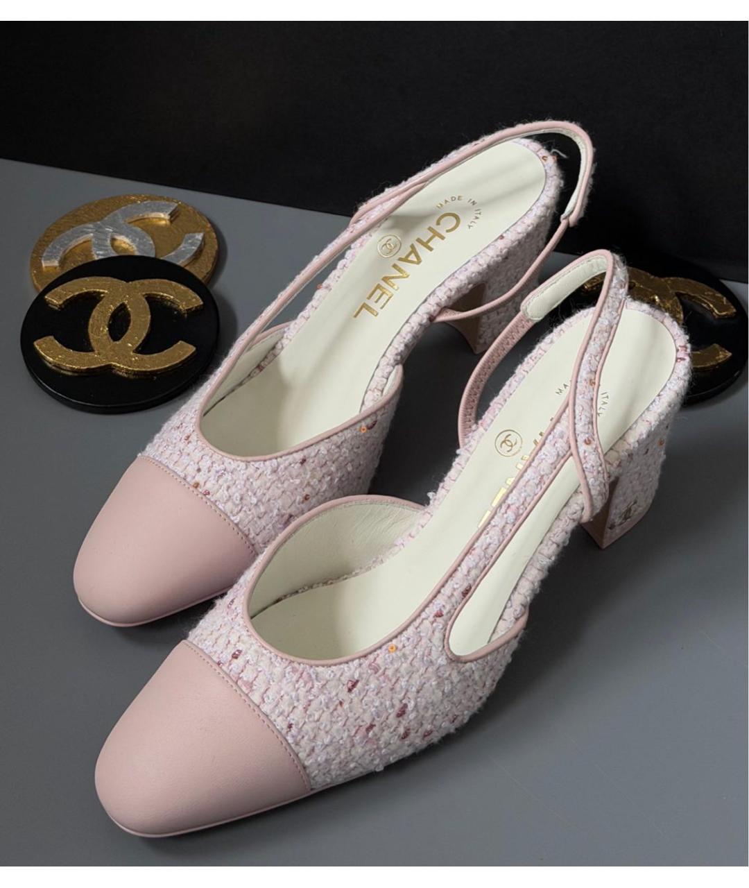 CHANEL Розовые текстильные туфли, фото 2