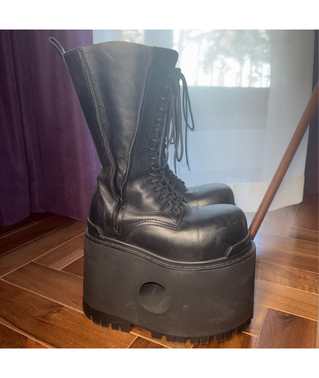 BALENCIAGA Черные кожаные высокие ботинки, фото 5