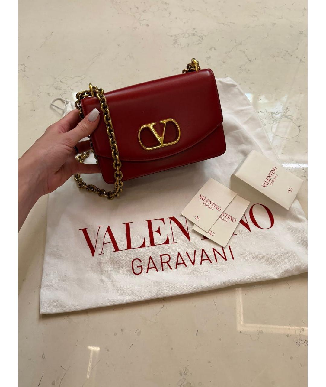 VALENTINO Красная кожаная сумка через плечо, фото 8