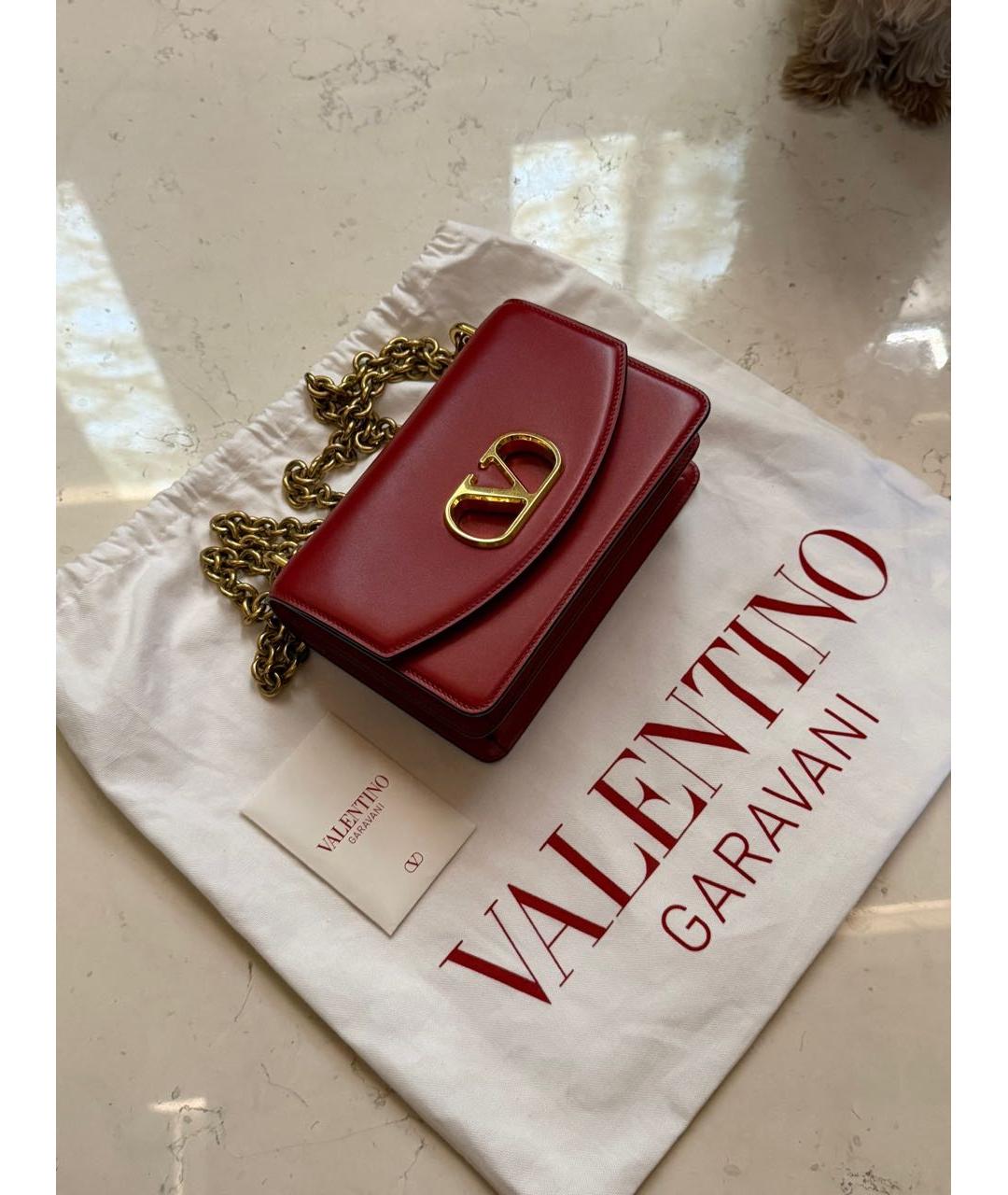 VALENTINO Красная кожаная сумка через плечо, фото 9