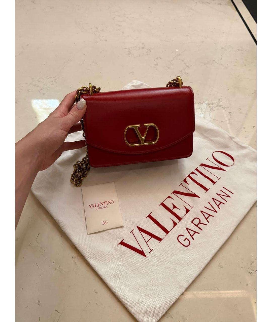 VALENTINO Красная кожаная сумка через плечо, фото 5
