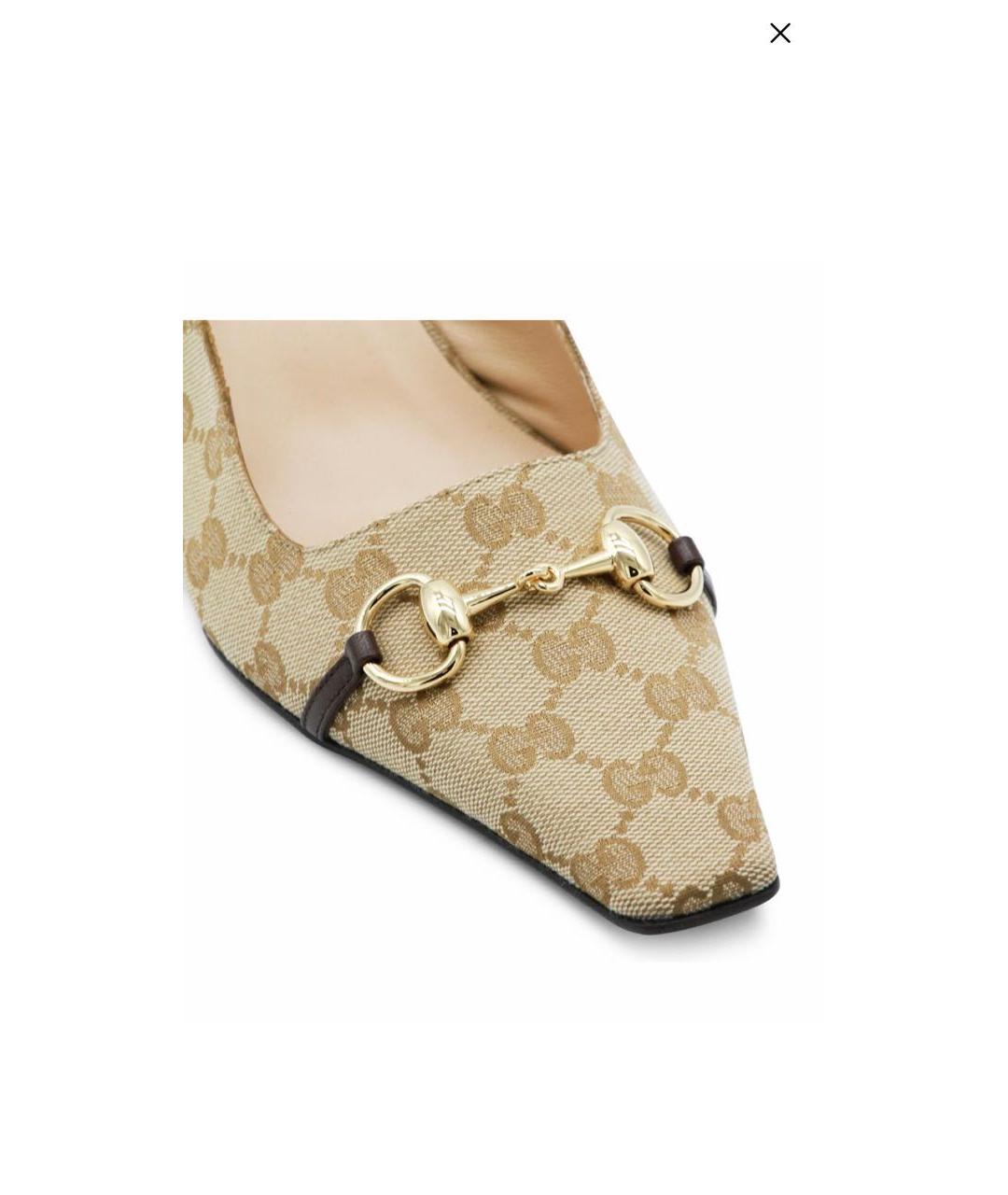 GUCCI Коричневые текстильные туфли, фото 2