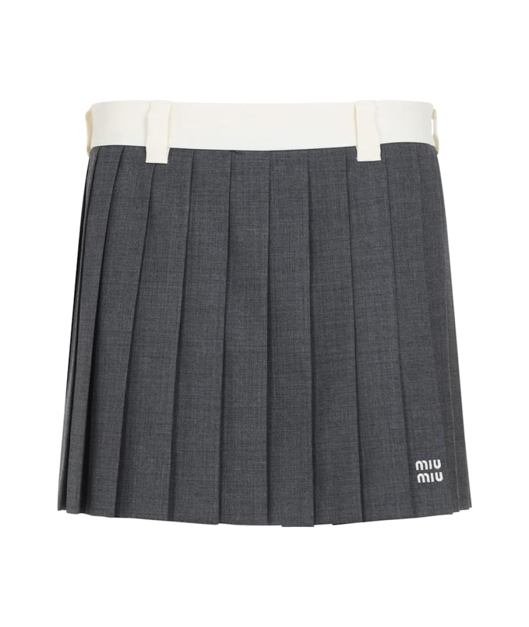 MIU MIU Серая юбка мини, фото 1