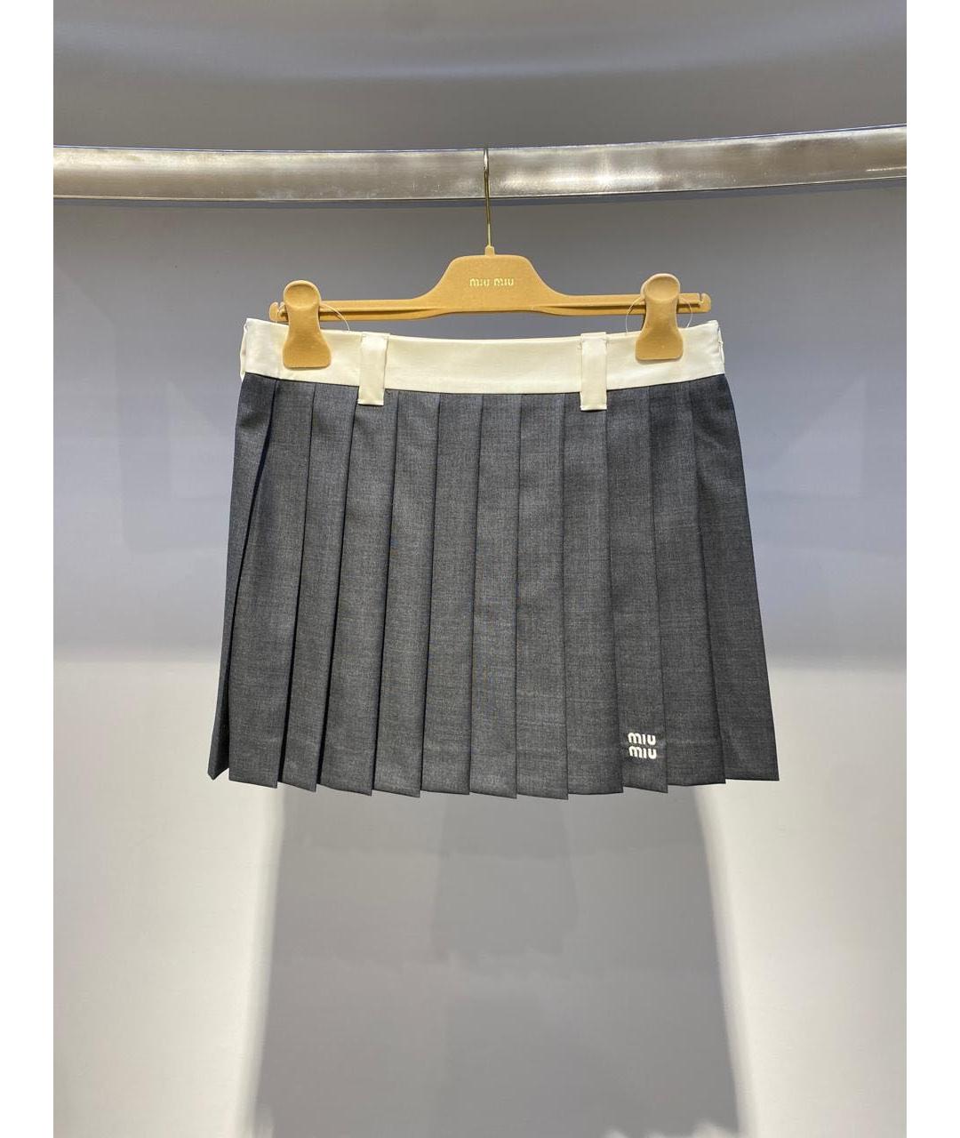 MIU MIU Серая юбка мини, фото 2
