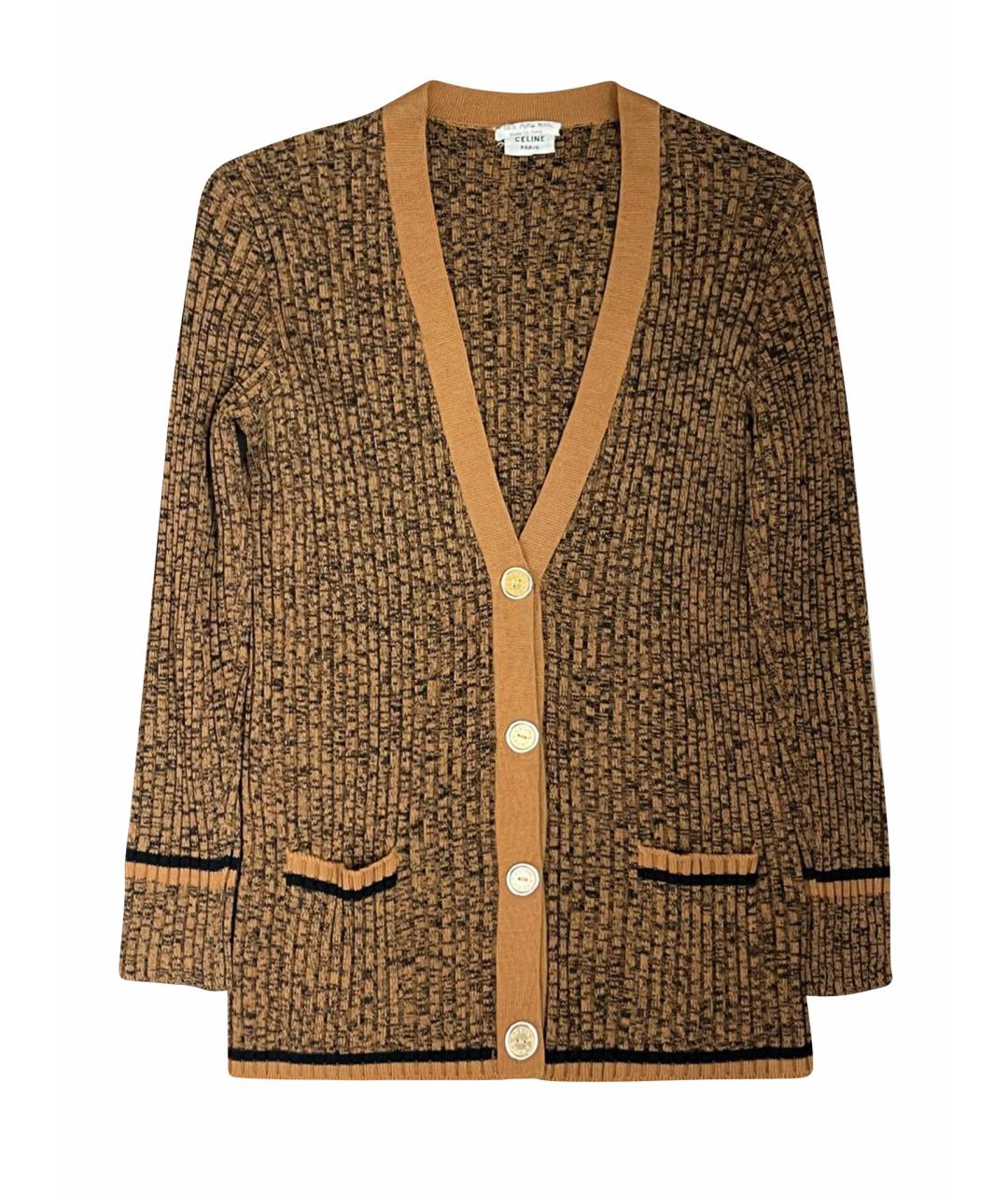 CELINE Коричневый шерстяной кардиган, фото 1