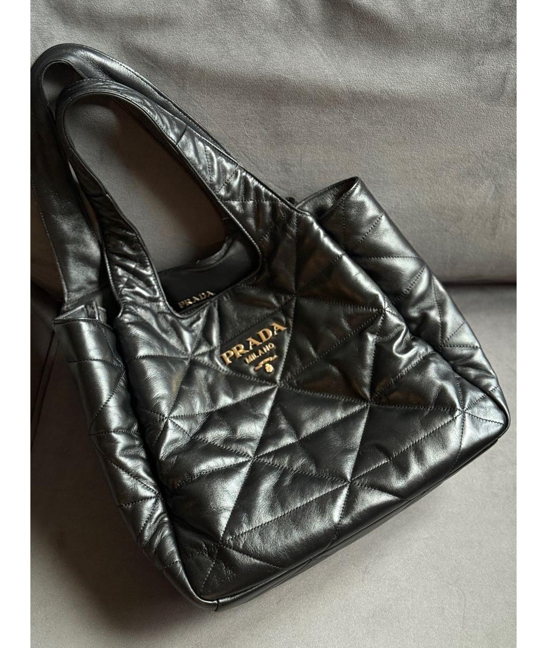 PRADA Черная кожаная сумка тоут, фото 2