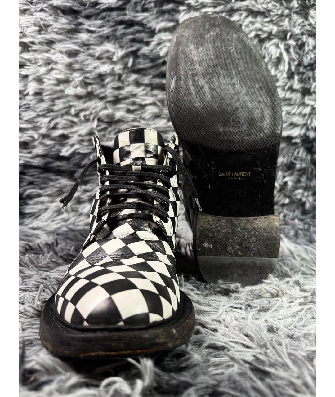 SAINT LAURENT Белые кожаные высокие ботинки, фото 3