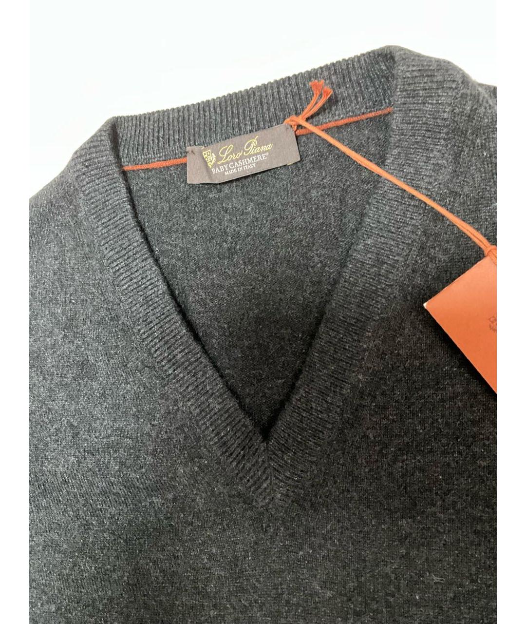 LORO PIANA Серый кашемировый джемпер / свитер, фото 3