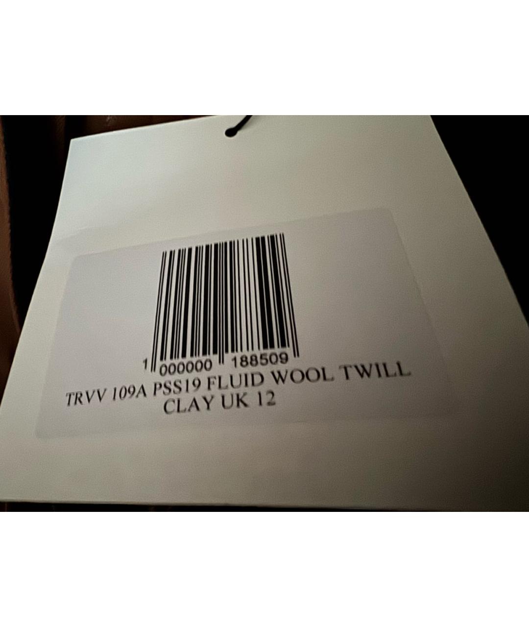 VICTORIA BECKHAM Коричневые шерстяные брюки широкие, фото 6