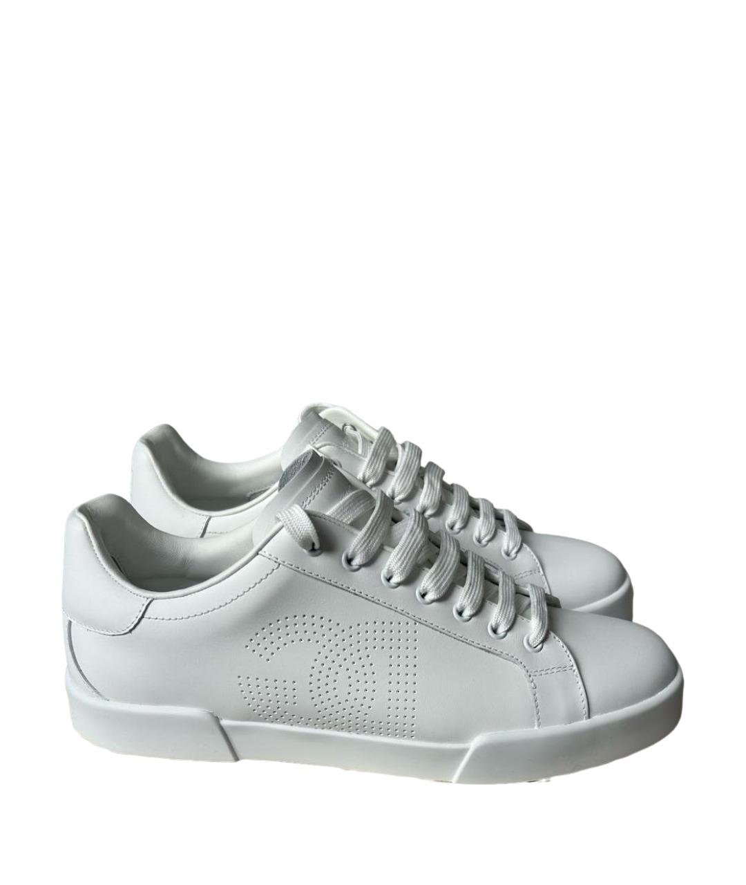 DOLCE&GABBANA Белые кожаные низкие кроссовки / кеды, фото 1