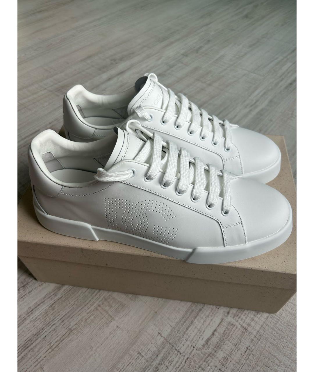 DOLCE&GABBANA Белые кожаные низкие кроссовки / кеды, фото 4