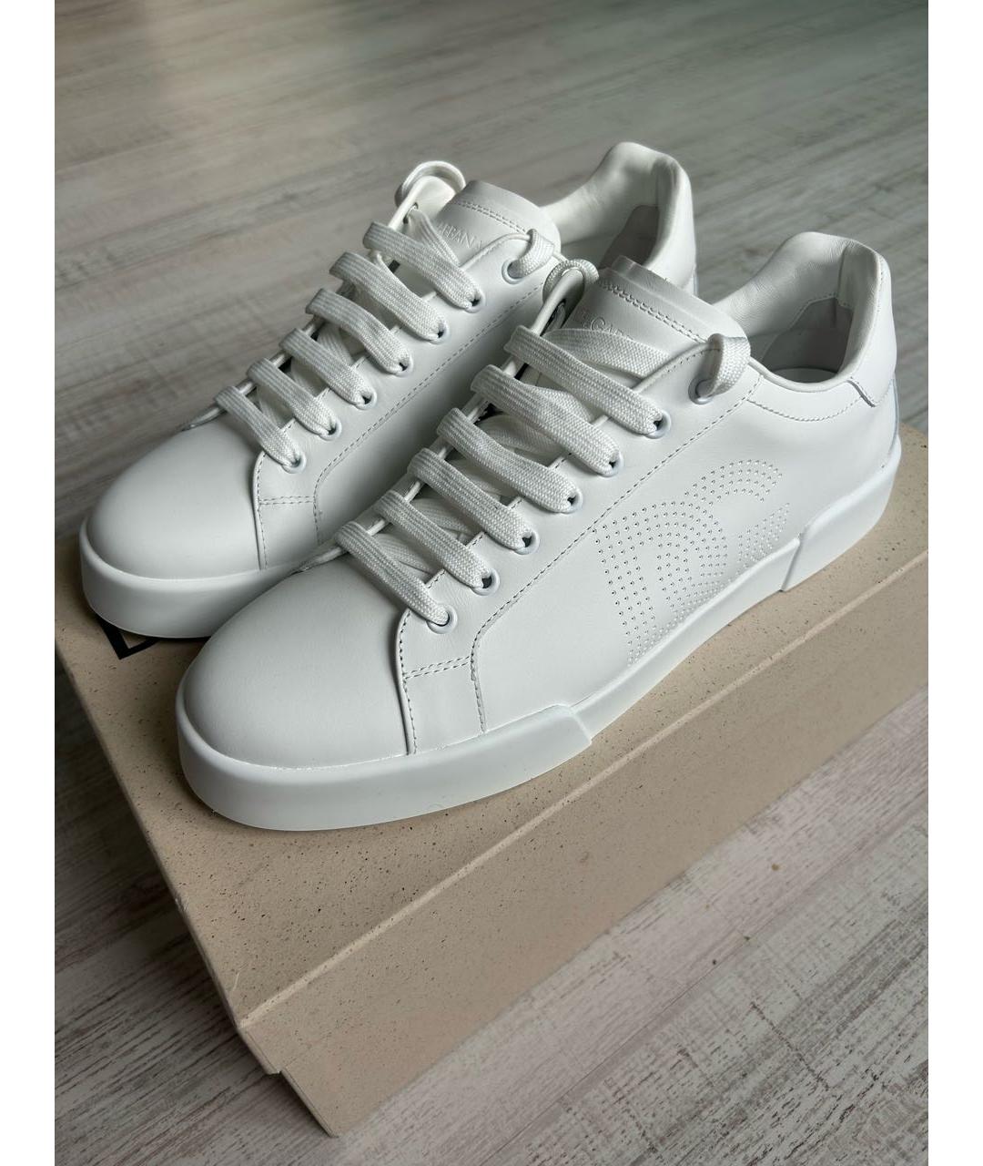 DOLCE&GABBANA Белые кожаные низкие кроссовки / кеды, фото 2