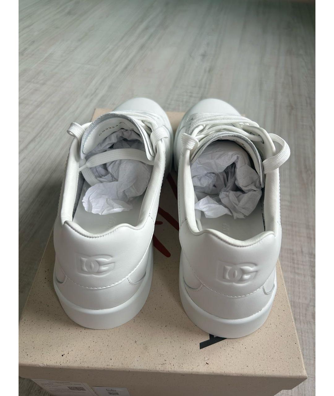 DOLCE&GABBANA Белые кожаные низкие кроссовки / кеды, фото 5