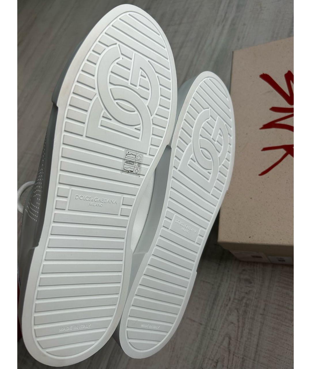 DOLCE&GABBANA Белые кожаные низкие кроссовки / кеды, фото 7