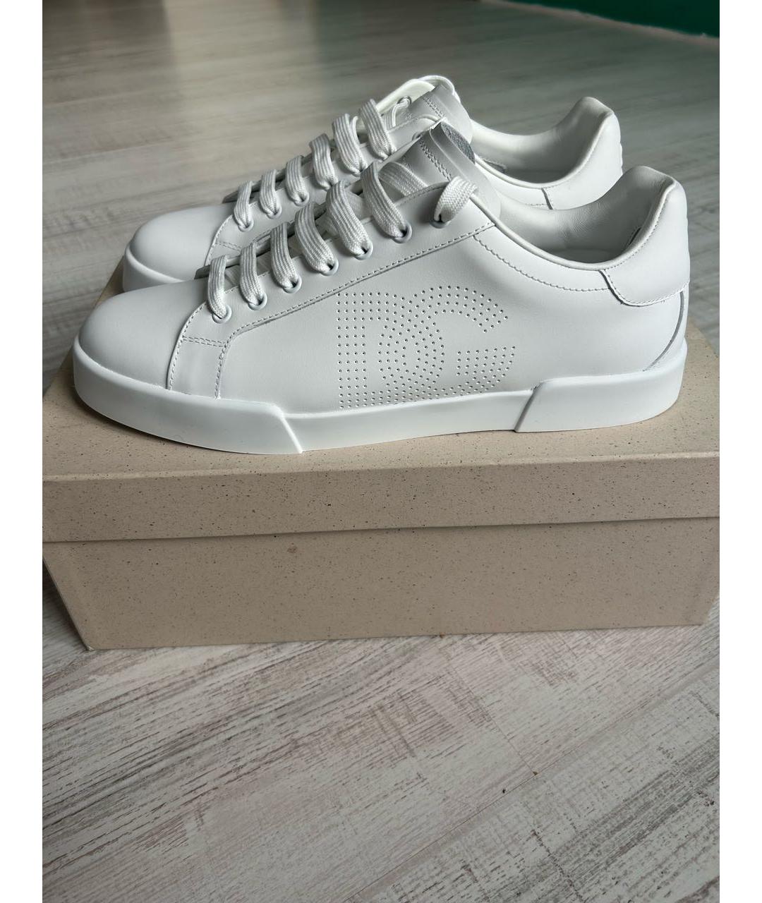 DOLCE&GABBANA Белые кожаные низкие кроссовки / кеды, фото 8