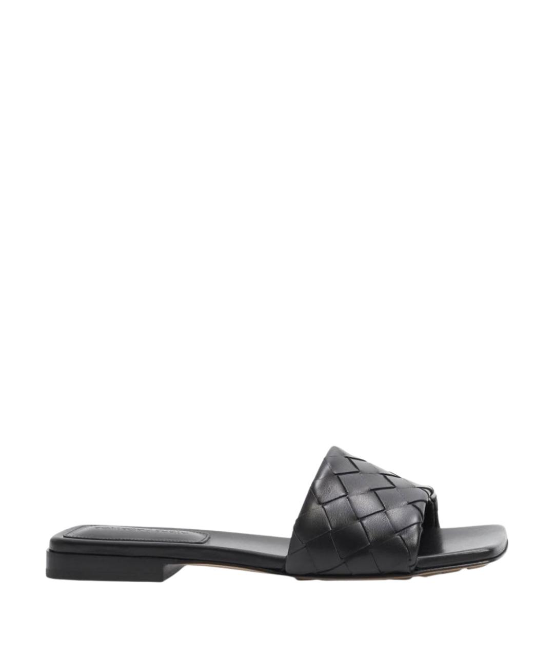 BOTTEGA VENETA Черные кожаные шлепанцы, фото 1