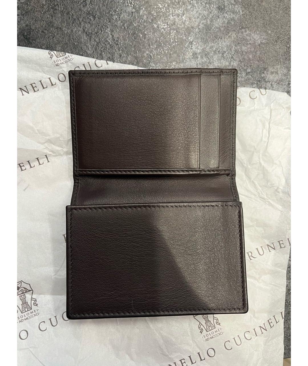 BRUNELLO CUCINELLI Коричневый кожаный кардхолдер, фото 3