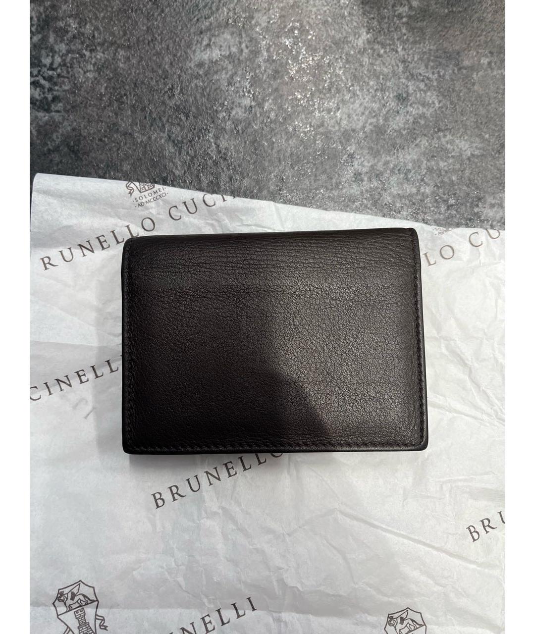 BRUNELLO CUCINELLI Коричневый кожаный кардхолдер, фото 2