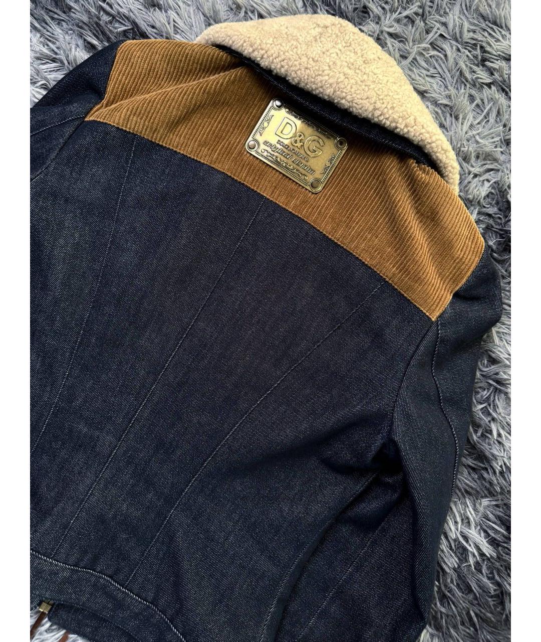 DOLCE&GABBANA Темно-синяя хлопковая дубленка/шуба, фото 3