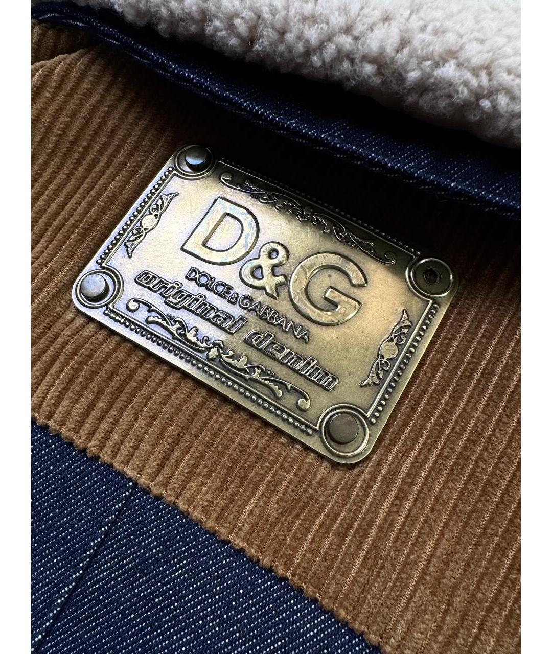 DOLCE&GABBANA Темно-синяя хлопковая дубленка/шуба, фото 6