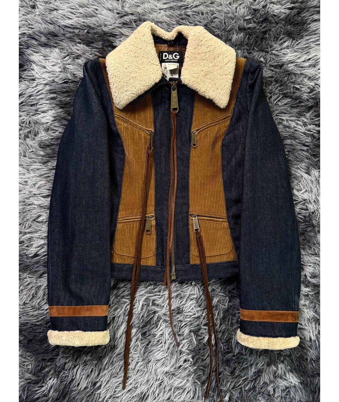 DOLCE&GABBANA Темно-синяя хлопковая дубленка/шуба, фото 7